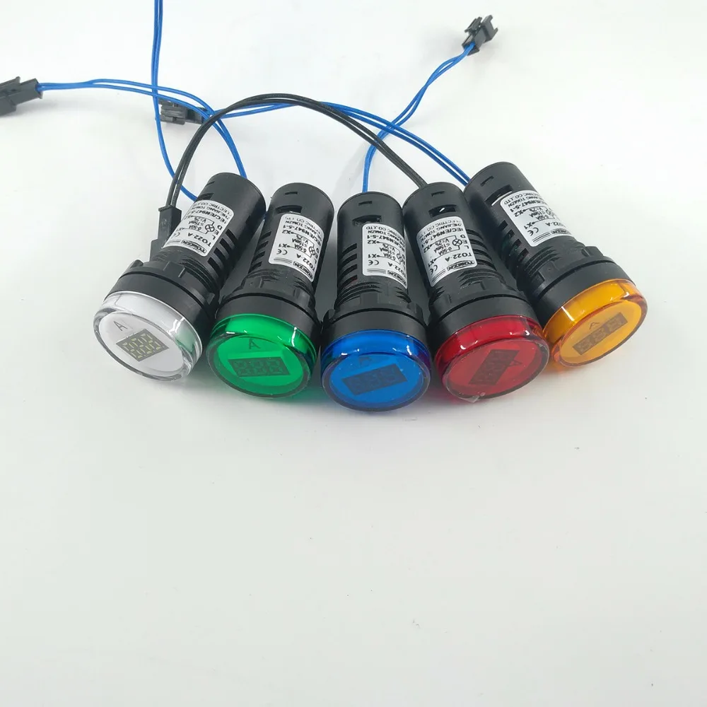 22 мм TOMZN AC 0-100A 0-50A светодиодный амперметр измеритель тока индикатор пилотный светильник красный желтый зеленый белый синий