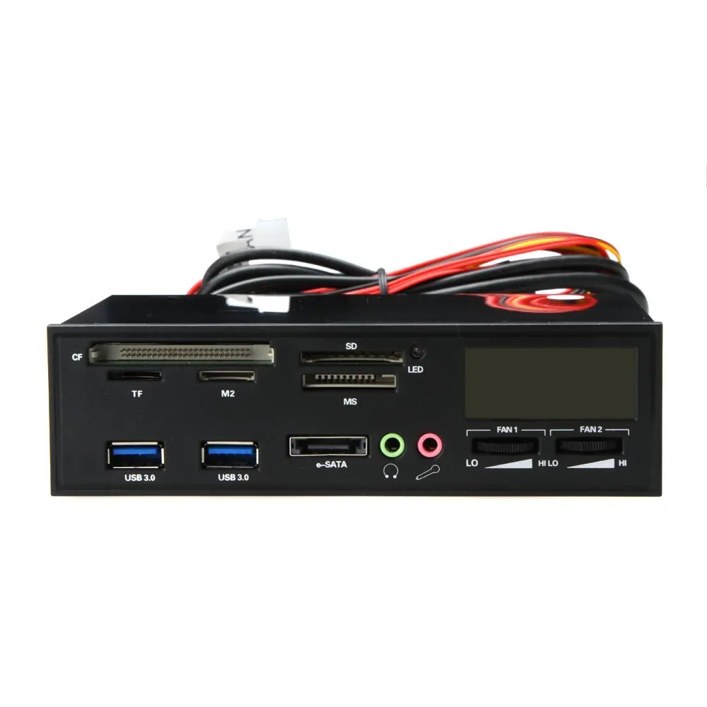 

Multi in 1 5.25" Media Dashboard USB 3.0 e-SATA PC Multi-function Front Panel Card Reader I/O Ports LCD Display CPU Temperature