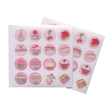 160pcs/lot lovely sweet cake pattern round paper adhesive seal sticker gifts sealing sticky DIY decorative label handmade sweet bird cage pattern removeable waterproof decorative wall sticker