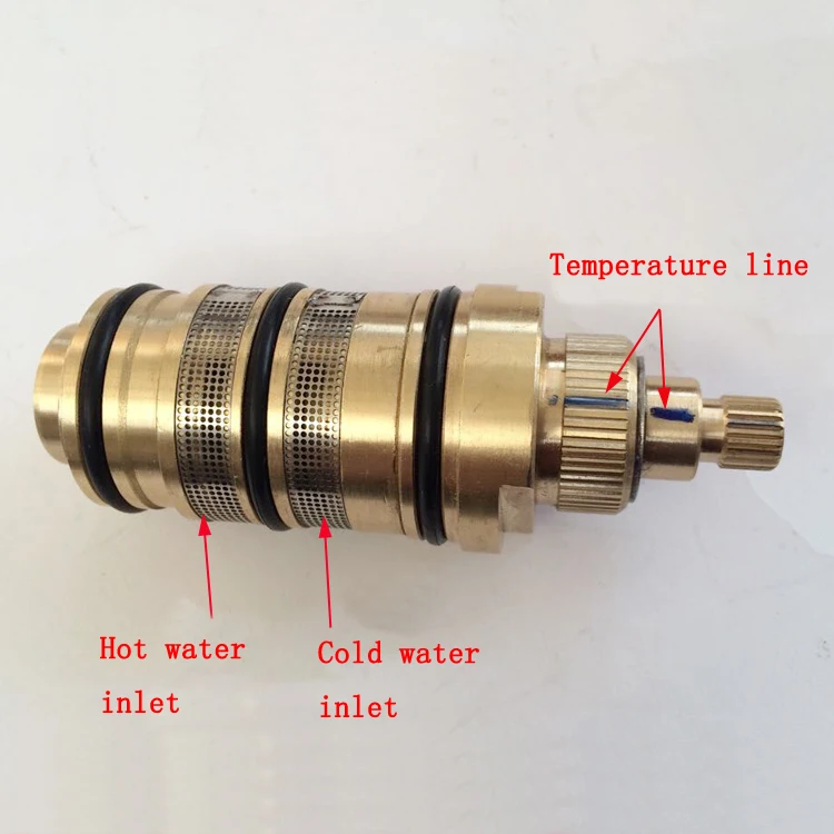 Bathroom shower faucet screw thread/top wire Thermostatic Spool cartridge, Brass thermostatic valve mixer for solar water heater