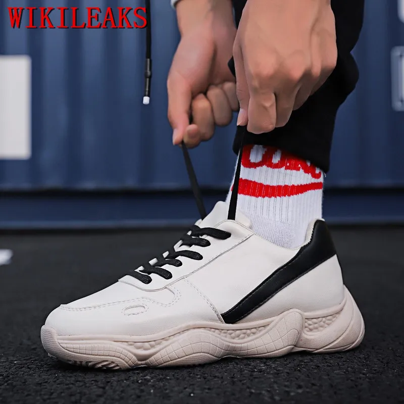 cheap new mens shoes casual mens trainers black white hip hop leather shoes men sneakers 2019 zapatillas hombre tenis masculino adulto