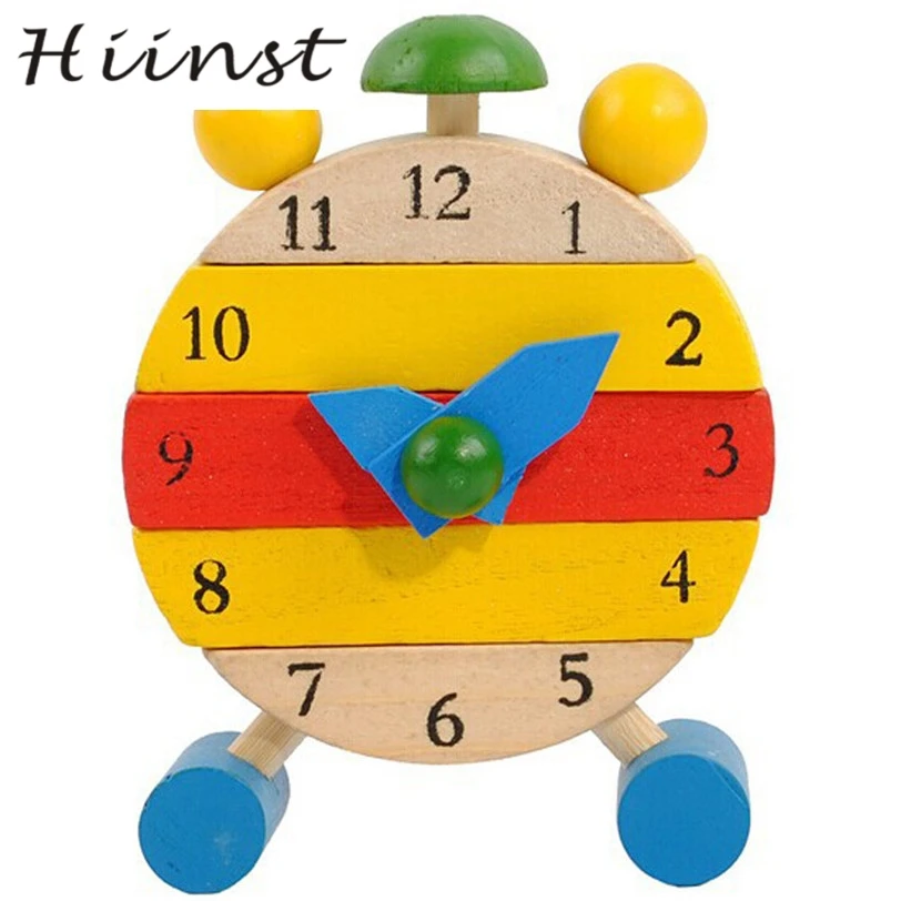 HIINST Best seller Hand Made Wooden Clock Toys for Kids Learn Time