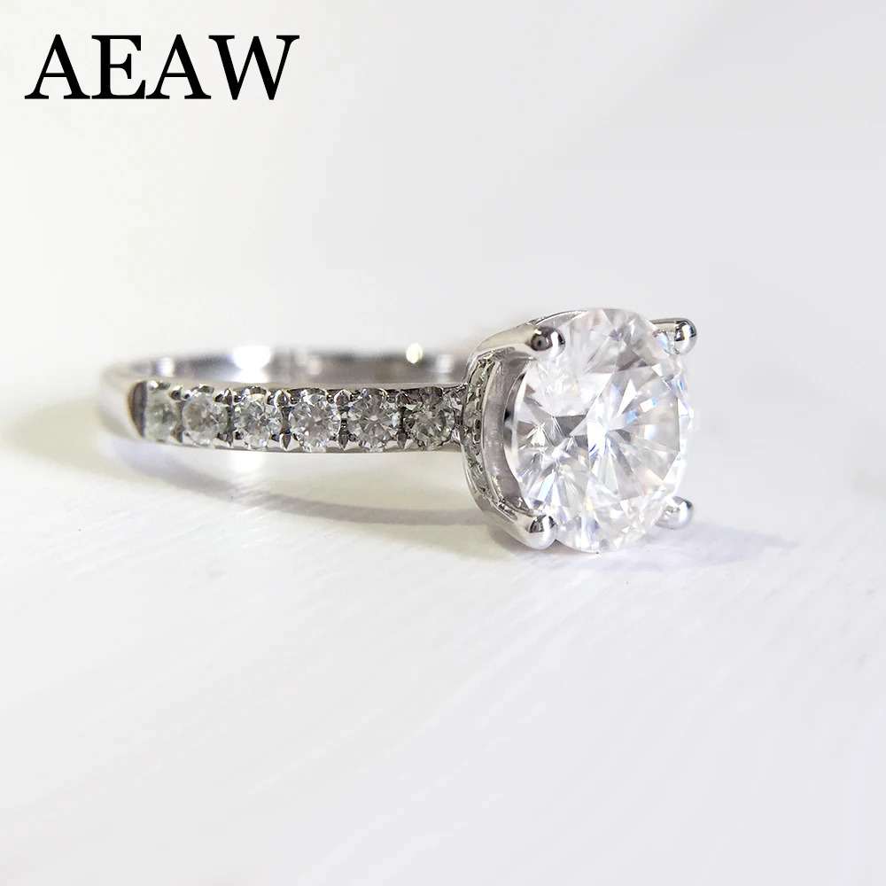 US $289.00 1ct Brilliant Cut Moissanite Engagement Ring Setting with Side Stone HeartampArrow Cut Stunning Test Positive in 14K White Gold