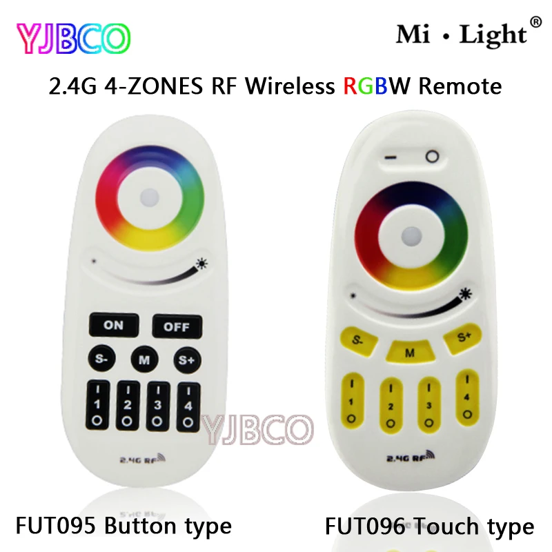

2.4G Mi.Light FUT095/FUT096 Button/Touch type Screen RGBW RF 4-Zone Wireless LED Remote Controller for LED RGBW Bulb or strip