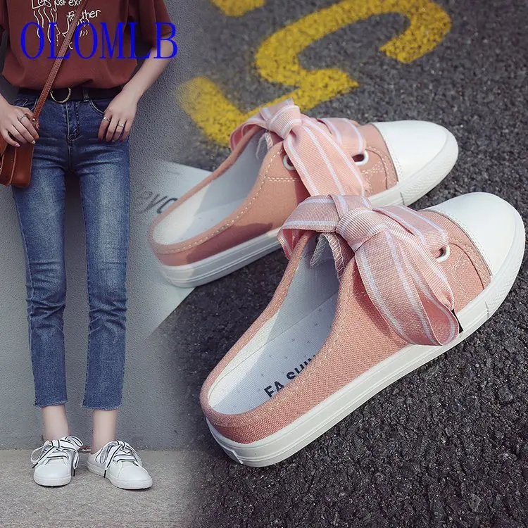 

OLOMLB 2019 Woman Canvas Vulcanize Shoes Women Flats Loafers Female Fashion Platform Spring and Autumn Student Casual Sneakers