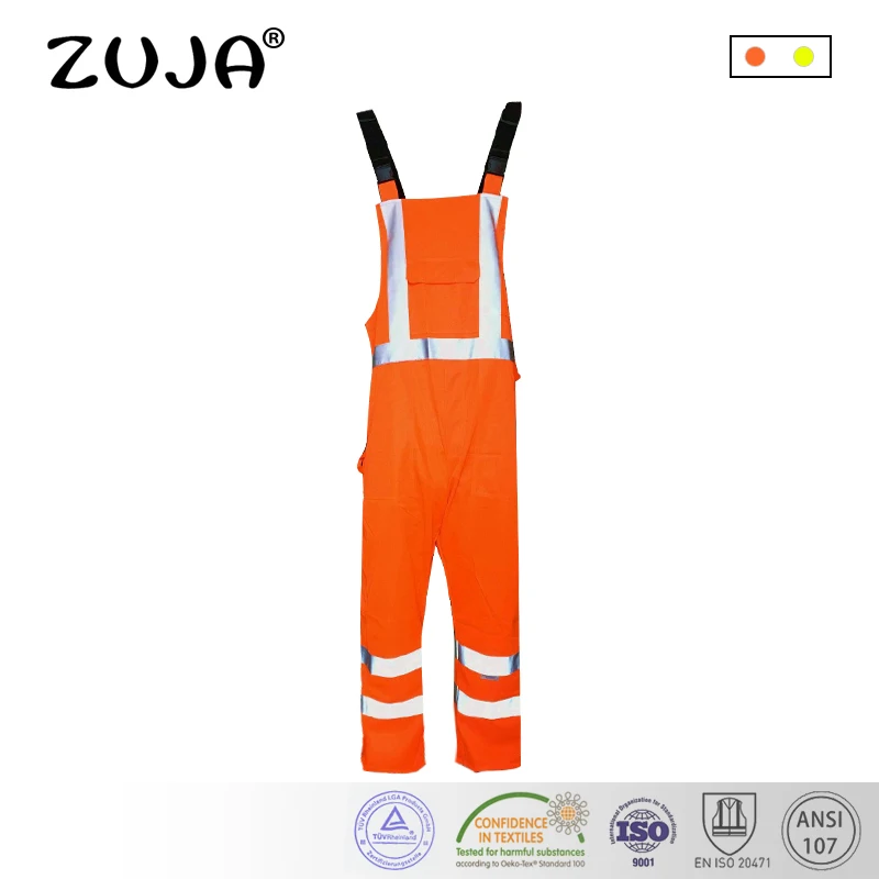 

High Quality Fluorescence Orange High Visibility Safety Overall Hi Viz Reflective Workwear