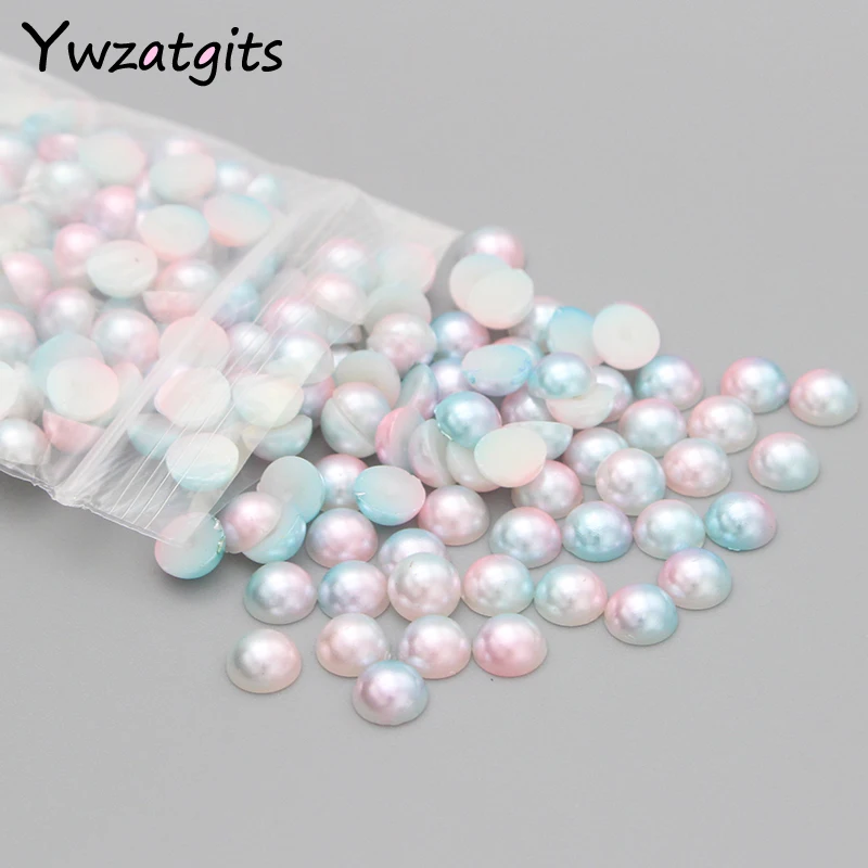 

ywzatgits Half Round Flatback Pearls Jewelry Garment Beads DIY Craft Mix Sizes 3/4/5/6/8mm For Nail Art ABS Pearls 005008046