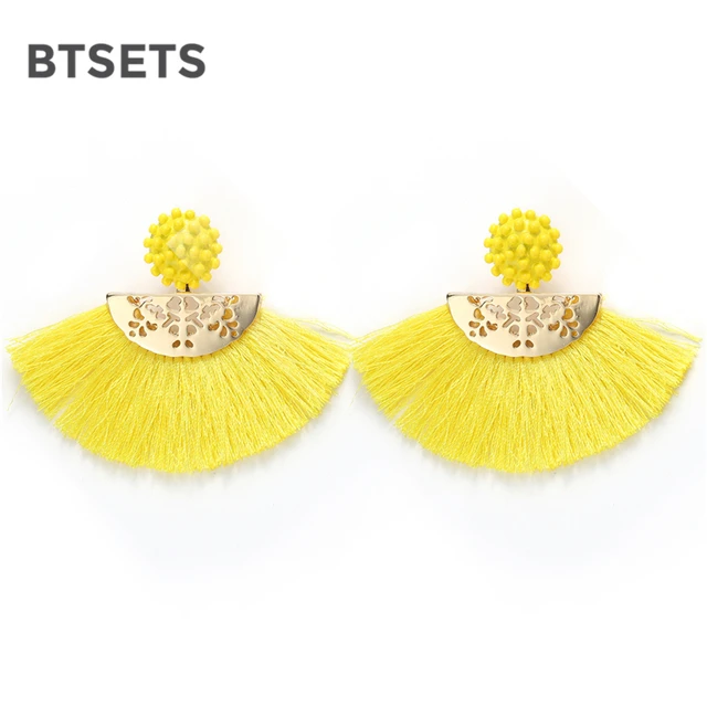 Btsets Yellow Tel Earrings For Women Ethnic Summer Style Round Btsets Yellow Tel Earrings For Women Ethnic Summer Style Round Dangle Drop Bohemian Long Statement