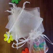 200 шт 25*35 см белая подарочная Сумка из органзы стенд для ювелирных украшений сумки Сумка на шнурке для браслетов/ожерелье/Вшитая мини-сумка из пряжи