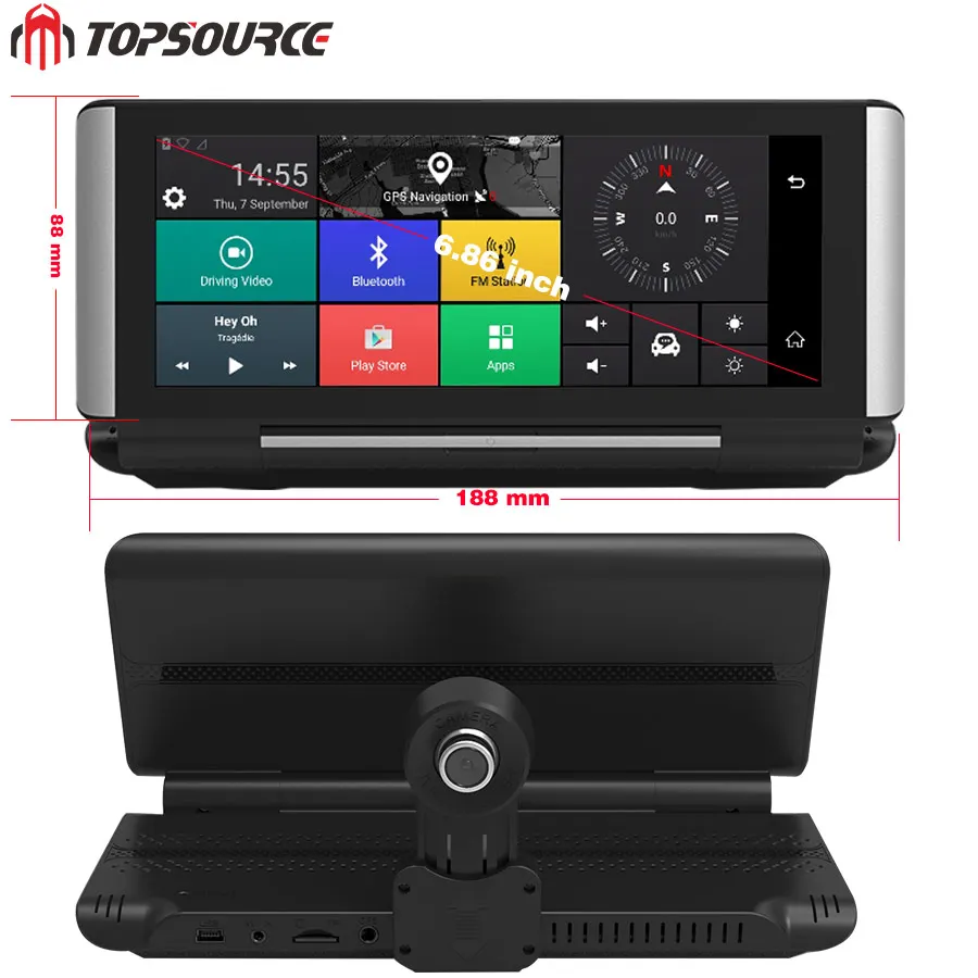 Автомобильный видеорегистратор TOPSOURCE 6 86 дюйма 3G/4G GPS навигация ADAS Android 5 1 ГБ/16 ГБ Wi