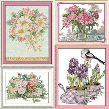 

Flower Basket DMC Counted Cross Stitch Kits Chinese Printed Canvas Stamped Cross-stitch Pattern Embroidery set Hand Needlework