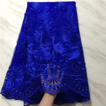 

African Tulle Lace Fabric 2019 African French Lace Fabric High Quality With beads Stones Nigerian Embroidery Tulle French Lace