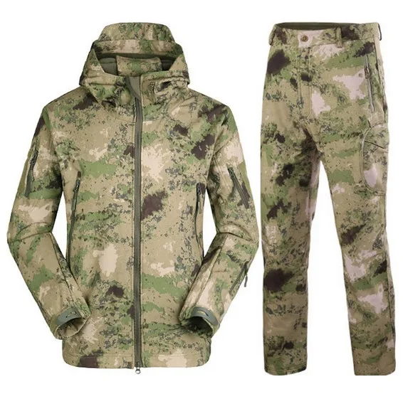 Тактическая TAD Gear мягкая оболочка камуфляжная водонепроницаемая куртка набор Мужская армейская Спортивная охотничья одежда ACU военная куртка+ брюки - Цвет: FG