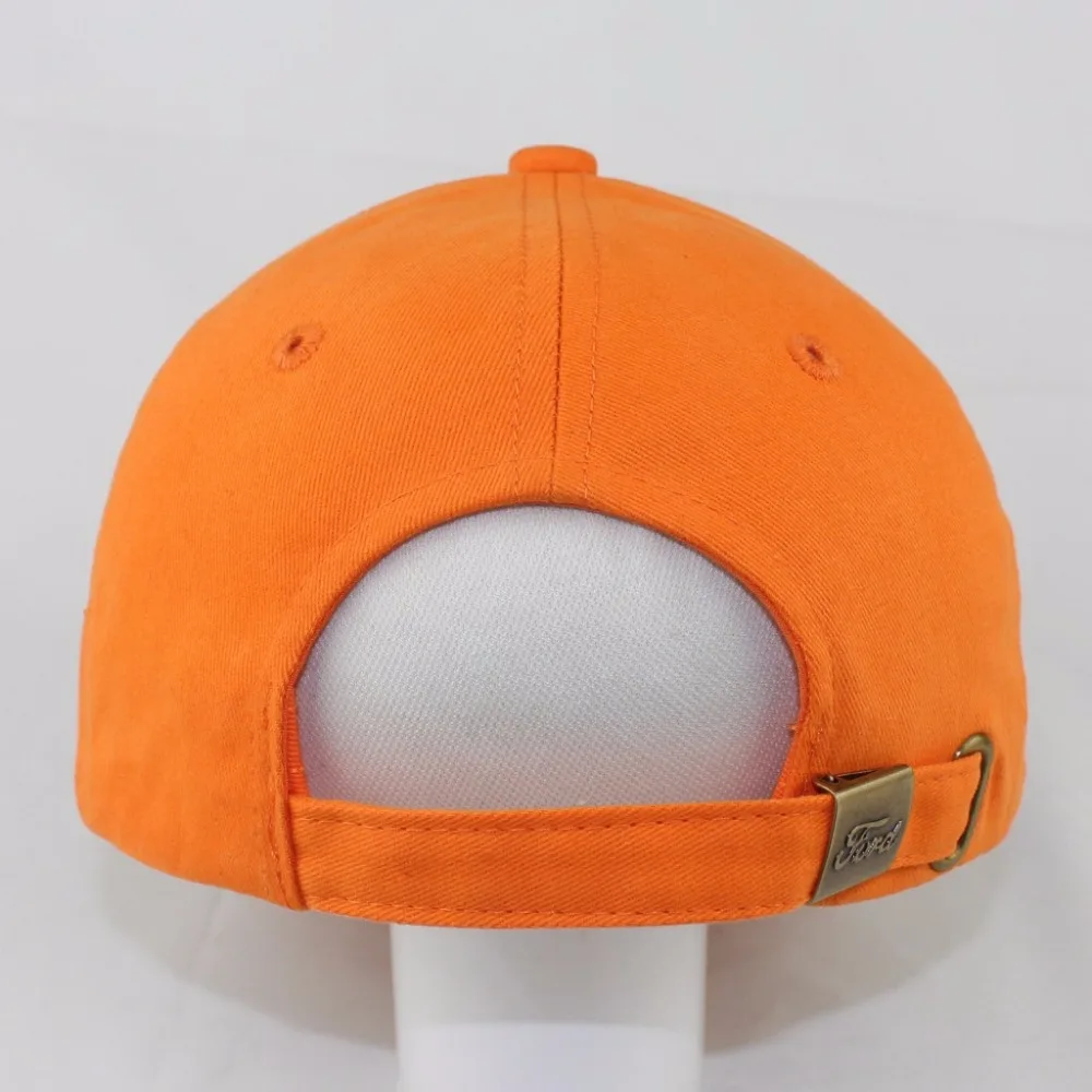 Ford Driving Cap Embroidered Rear Brass Buckle Car Logo Hat 100% Cotton Sports Fashion Solid Orange Color