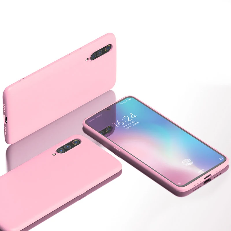 Жидкий Силикон из мягкой искусственной кожи(термополиуретан) чехол для Xiaomi Mi 9 Honor 8 Lite A1 A2 Mi9 Mi9SE Mi8 Mi8SE MiA1 MiA2 Lite чехол противоударный Coque Fundas - Цвет: DPink