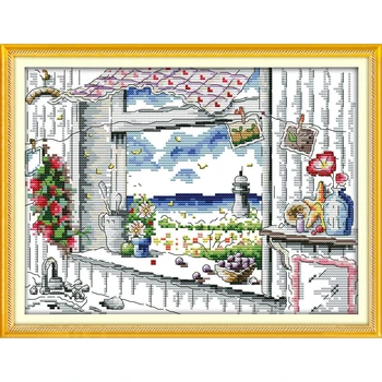 

Everlasting love The scenery out of the window Chinese cross stitch kits Ecological cotton stamped 11CT DIY decorations for home