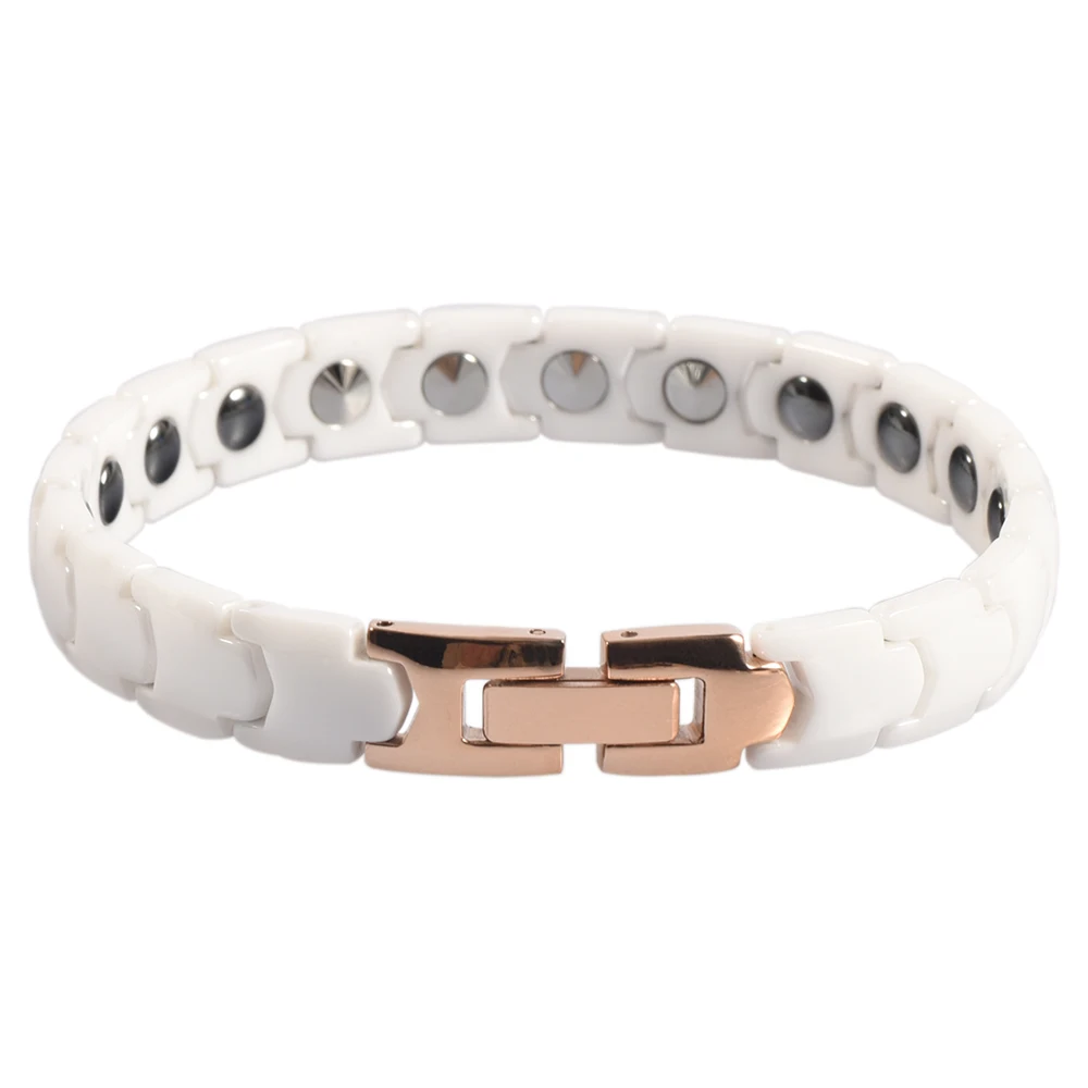 Wollet Jewelry Korea Design 99.999% Germanium Hematite Bracelet Bangle Magnetic White Ceramic For Women Men Couple Bracelet