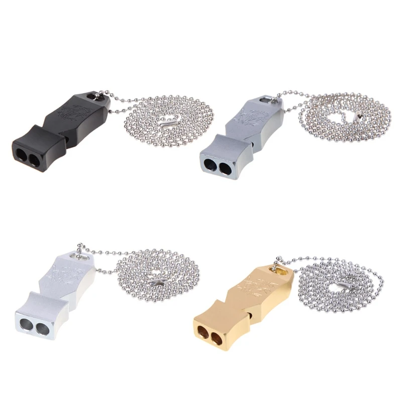 

Aluminum Outdoor Whistle High Decibel Dual Frequency Keychain Survival EDC Tool