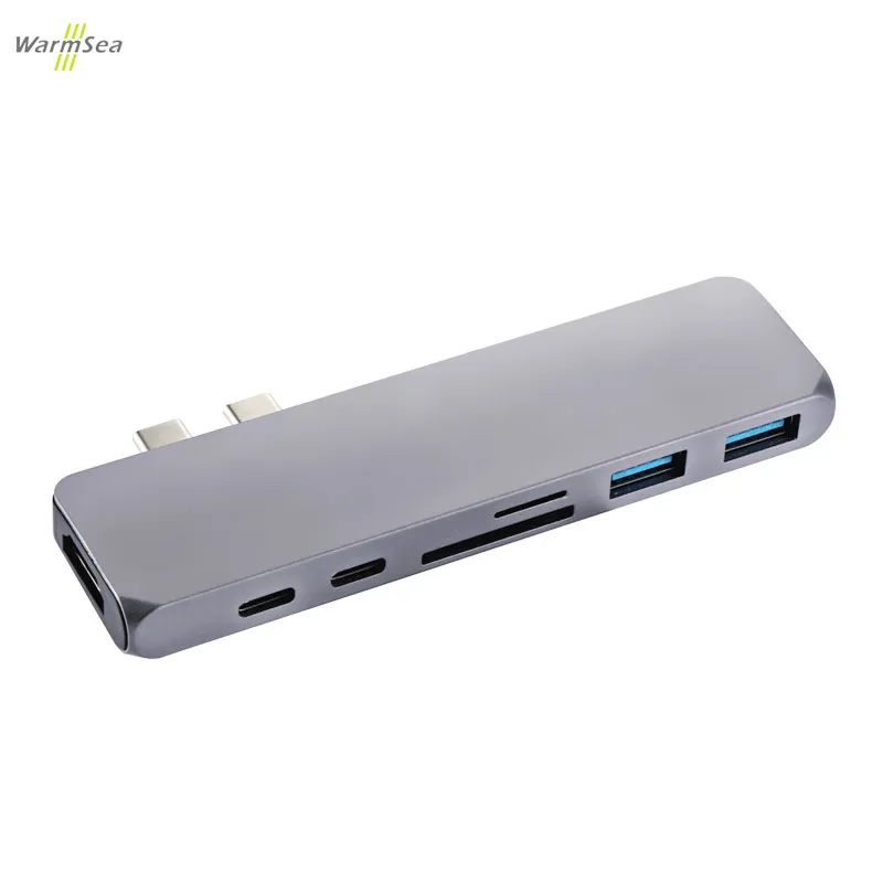 

USB TYPE C HUB Adapter Thunderbolt 3 Dock Dual Ports 3.0 USB Combo HDMI with Micro SD Card Reader for New MacBook Pro
