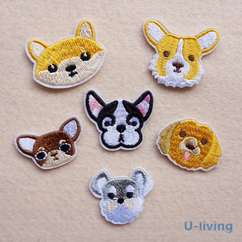 

1pcs Mix dogs Patches for Clothing Iron on Embroidered Sew Applique Cute Patch Fabric Badge Garment DIY Apparel Accessories