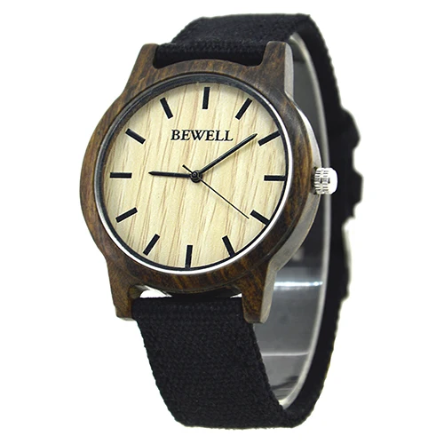 BEWELL модные и повседневные мужские деревянные часы с тканевым ремешком водонепроницаемые наручные часы с коробкой 134A - Цвет: 134AB