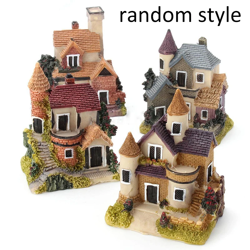 Resin Mini Fairy Garden Miniature Thatched House Landscape Micro Decorate Ornament