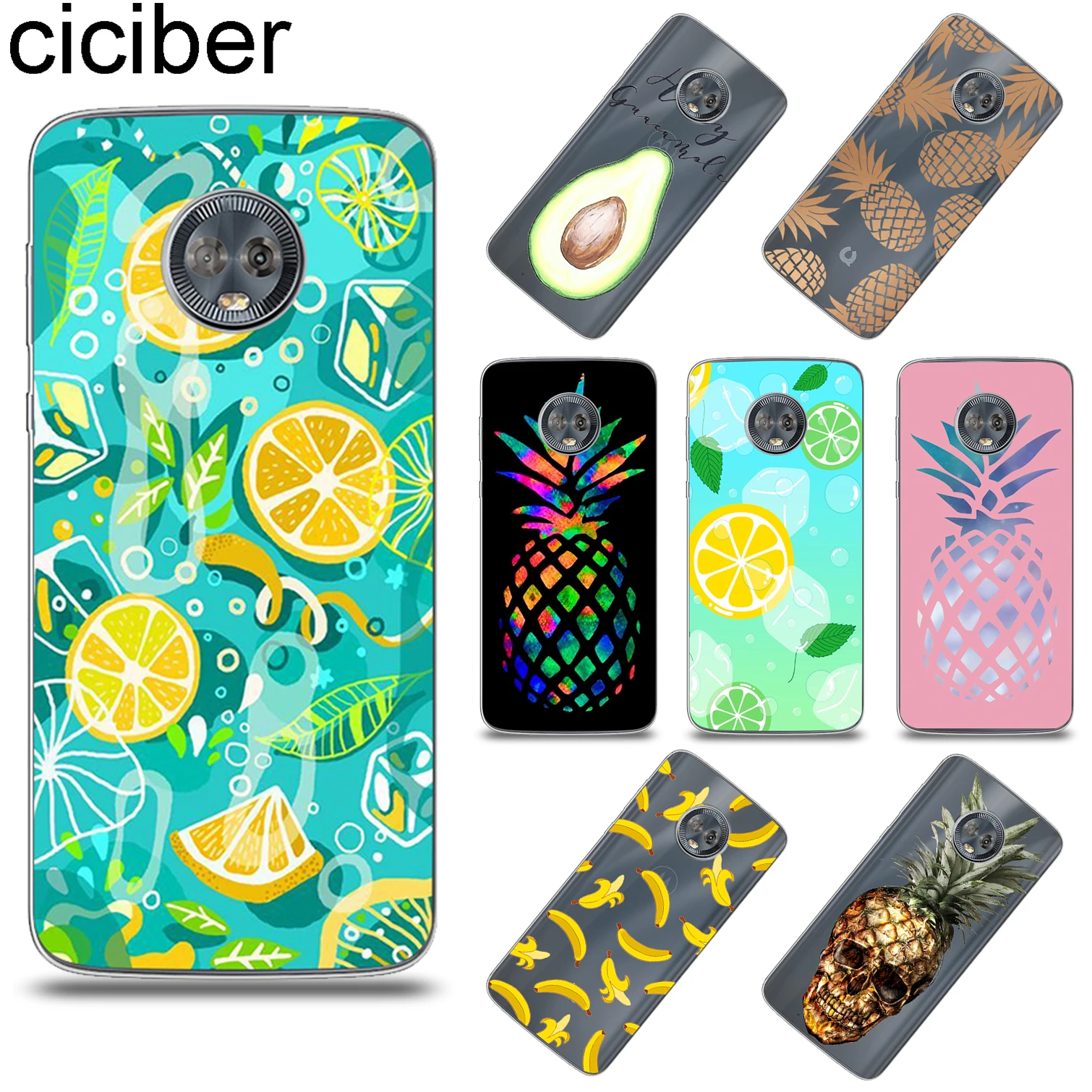 

ciciber Lemon Pineapple Cover For Motorola Moto G6 G5 G5S E5 E4 C Z2 Z3 ONE P30 G4 Plus Play Power M X4 Soft TPU Phone Case Capa