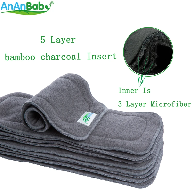 

Ananbaby Reusable 5 Layer Bamboo Charcoal Diaper Insert Super-absorbency Nappy Changing Mats Liners Fit Diapers