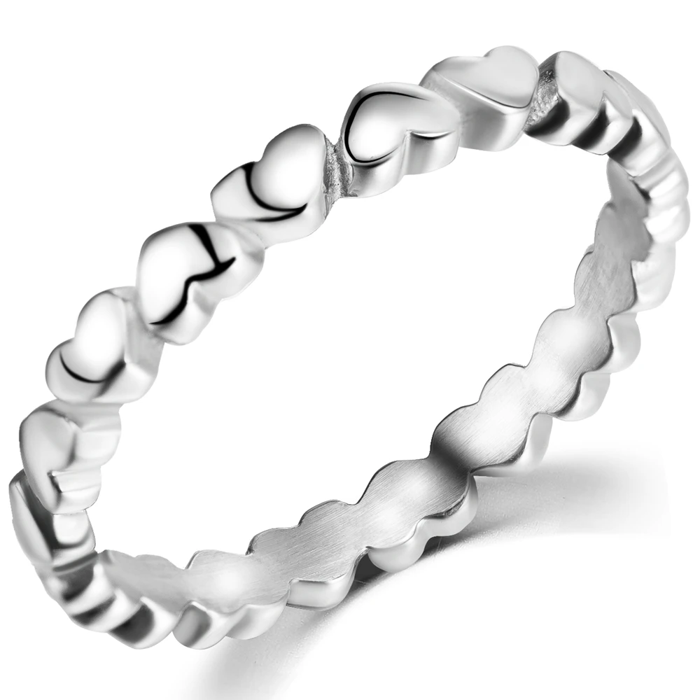 

Stainless Steel Heart Shaped Classical Simple Plain Stacking Wedding Band Promise Ring