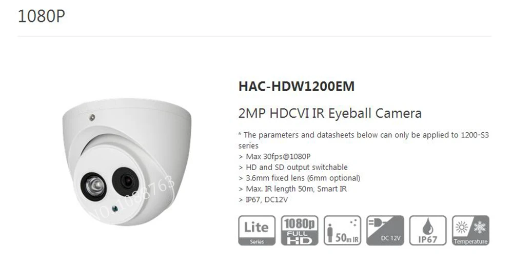 

Free Shipping DAHUA CCTV Security Camera 2MP 1080P HDCVI IR Eyeball Camera IP67 Smart IR With Logo DH-HAC-HDW1200EM