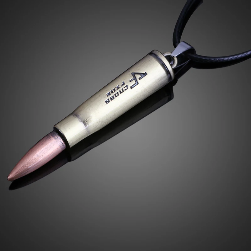 

Vintage Necklaces For Men Lifelike Bullet Bronze Titanium steel Pendant Fashion Boy Man Casual Necklace Leather Chain Jewelry
