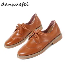 Для женщин натуральная кожа британский стиль резьба на шнуровке оксфорды на плоской подошве брендовые дизайнерские мягкие удобные башмаки обувь Эспадрильи для отдыха