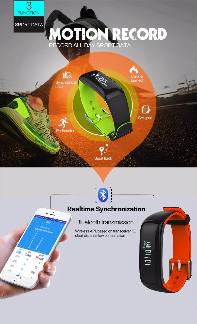 Новое поступление Здоровый Bluetooth 4,0 умный ремешок для умного браслета поддержка пульса монитор артериального давления