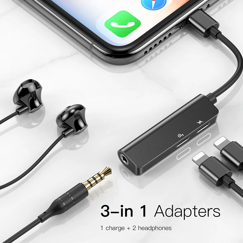 

Baseus Audio Aux adaptador para for iphone Xs Max Xr 8X7 Plus OTG Cable Jack de 3,5mm de auriculares de carga para converter