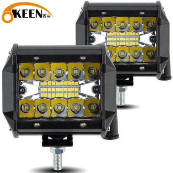 

OKEEN 2pcs 4inch LED Light Bar 60W Triple Row work Off Road Lights Driving Fog Waterproof Spot Flood Combo Beam For Truck Jeep