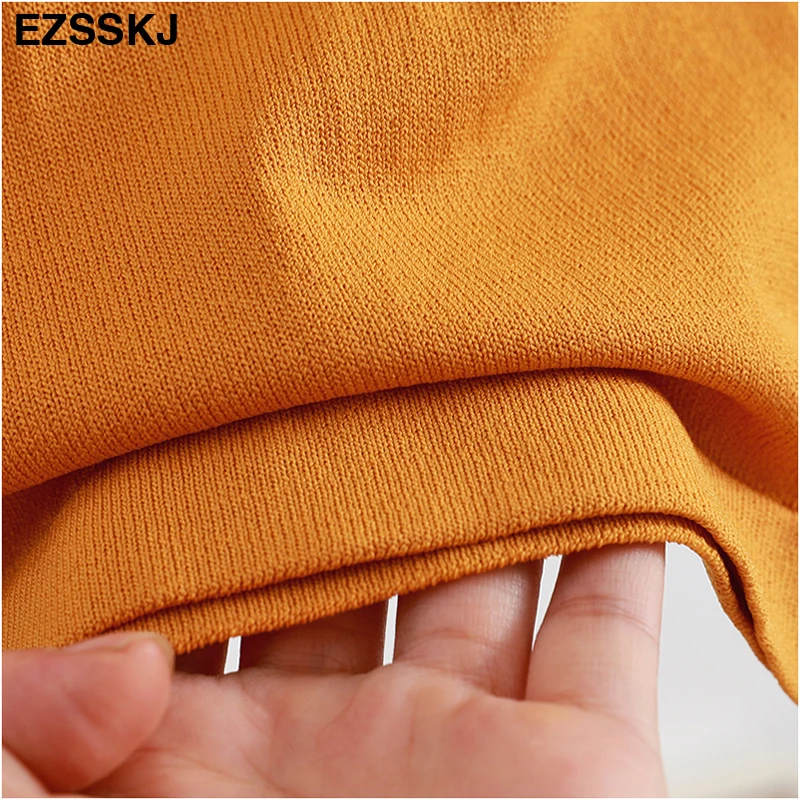 EZSSKJ, Базовая Трикотажная футболка, женская летняя футболка с коротким рукавом, высокая эластичность, женская футболка с круглым вырезом, повседневный однотонный укороченный топ