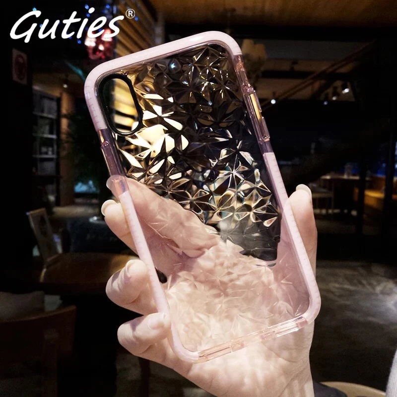 

Guties 3D Diamond Pattern Phone Case For iPhone X Luxury Ultra Thin Soft TPU Cases For iPhone 7 8 6 6s Plus Shining Cover Capa