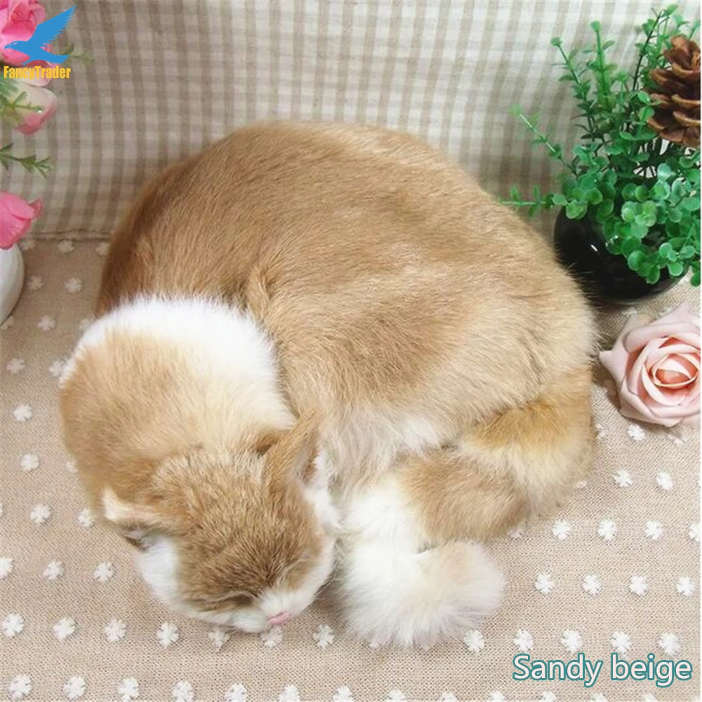 Top Quality Lifelike Emulational Cat Plush Toy Gift for Decoration 3 Colors (12)