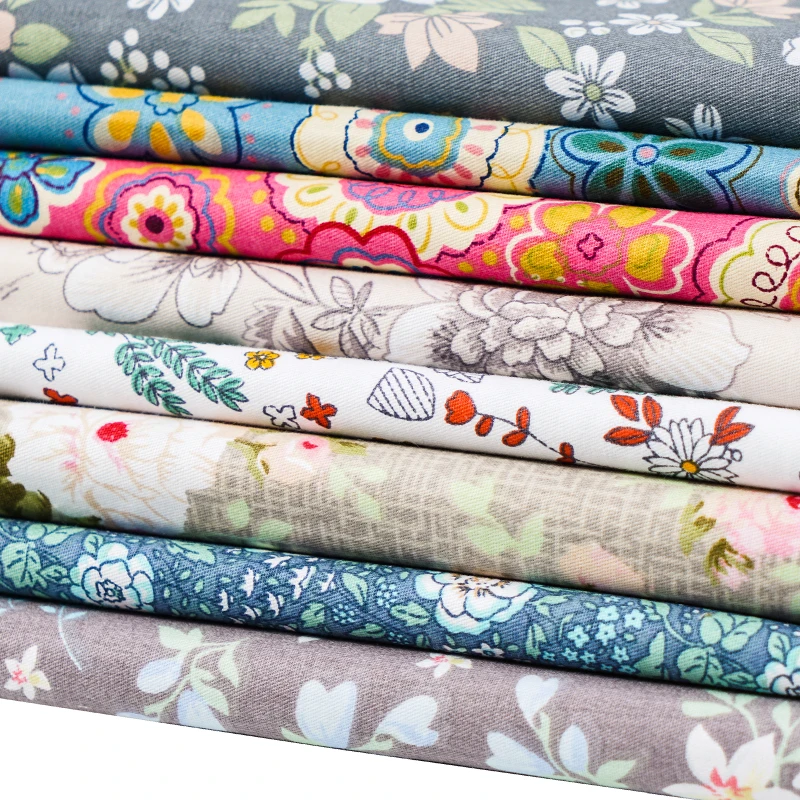 

High quality twill cotton fabric zakka print Floral weave cloth for sewing dress and Storage bag TJ020-1