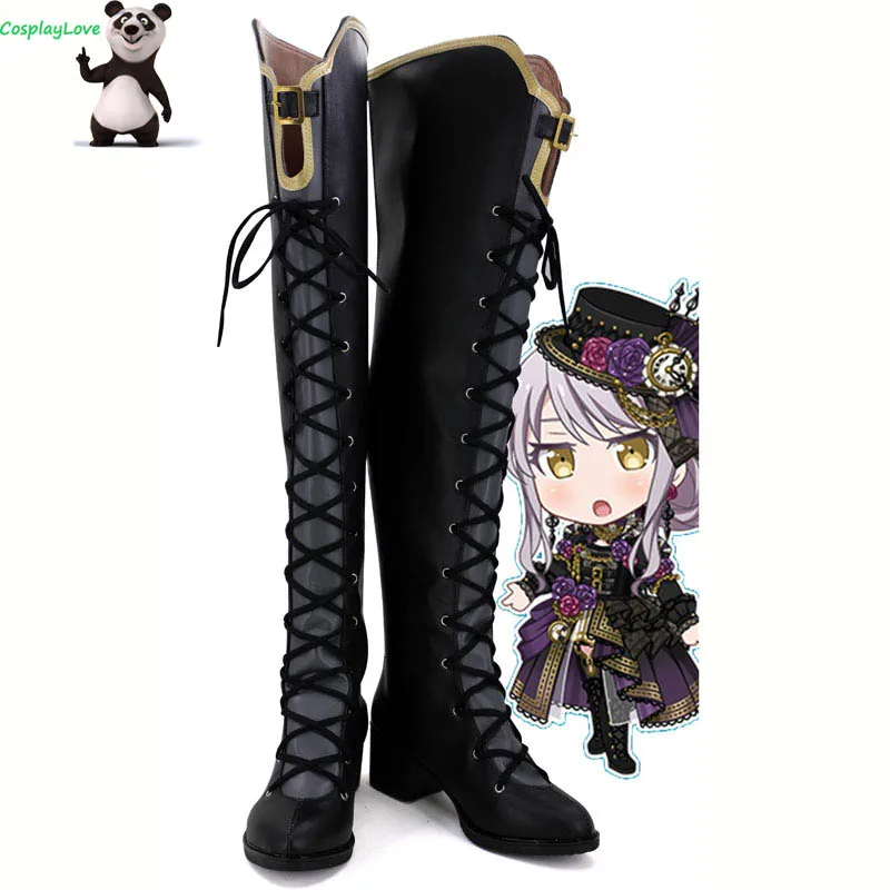 

CosplayLove BanG Dream! Cosplay Black Minato Yukina Cosplay Shoes Long Boots Custom Made For Girl Women