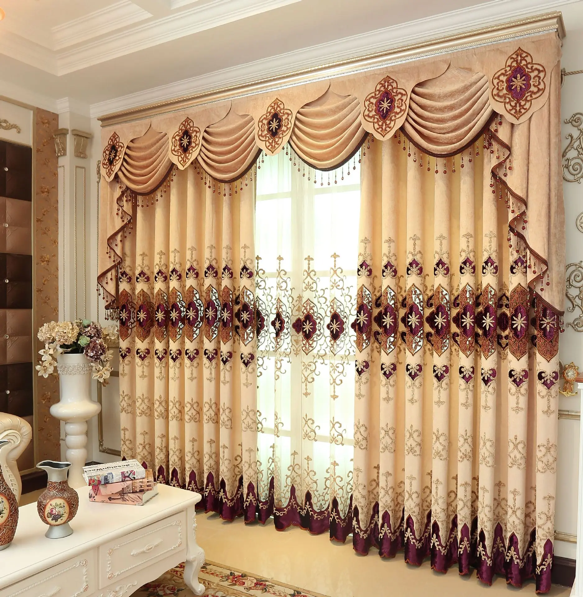 European High-end Embroidery Hollow Xuenier Curtains for Living Dining Room Bedroom. | Дом и сад