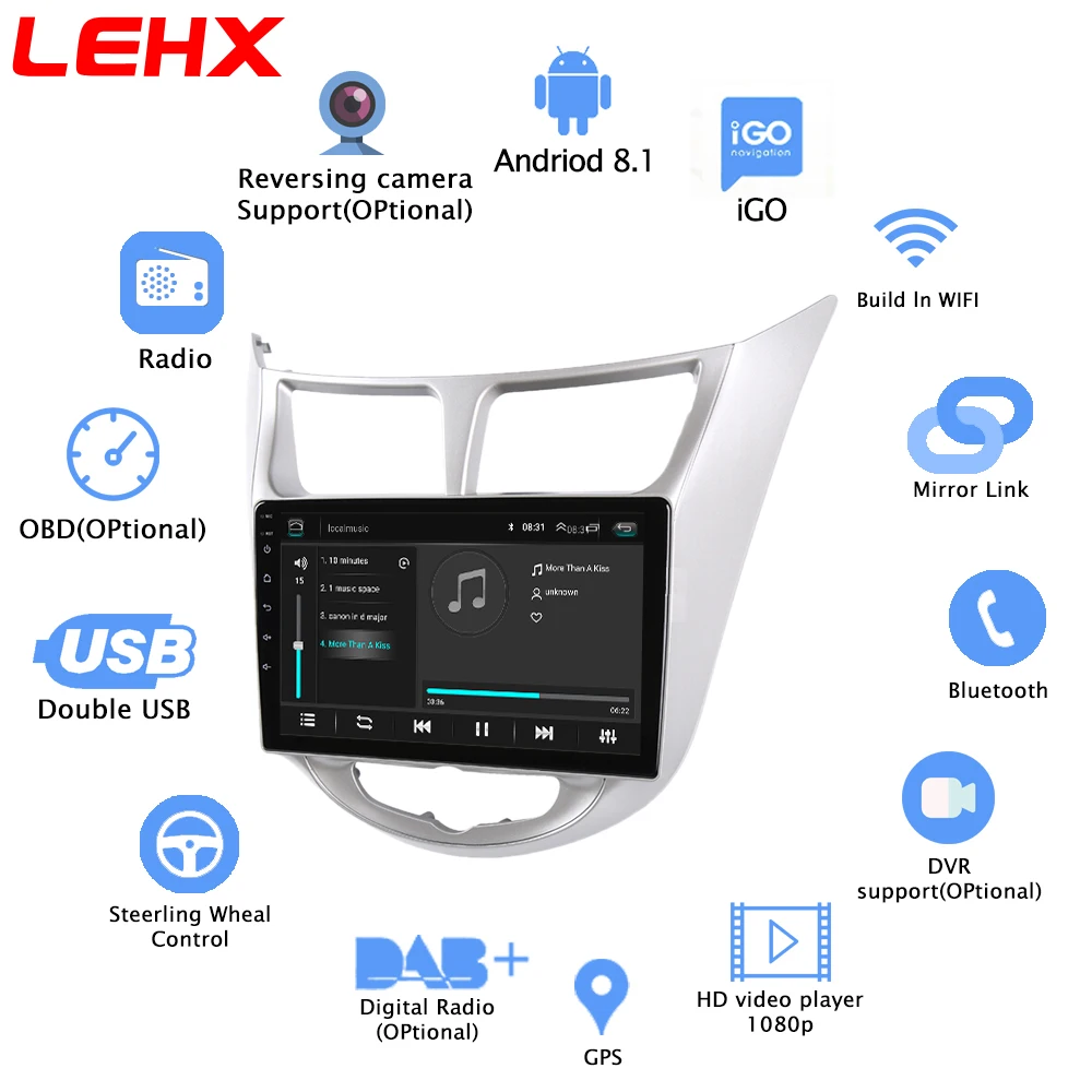 Дешево Автомобильный радиоприемник мультимедийный видеоплеер навигации GPS автомобильный Android для Hyundai Solaris Accent Verna 2011 2012 2013 2014 2016