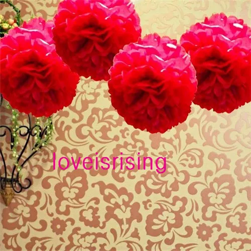 Free Shipping--10&quot(25cm) 50pcs Red Tissue Paper Pom Poms Flower Ball Baby Shower Favor Party Decor-Mixed 20 Colors uPick | Дом и сад