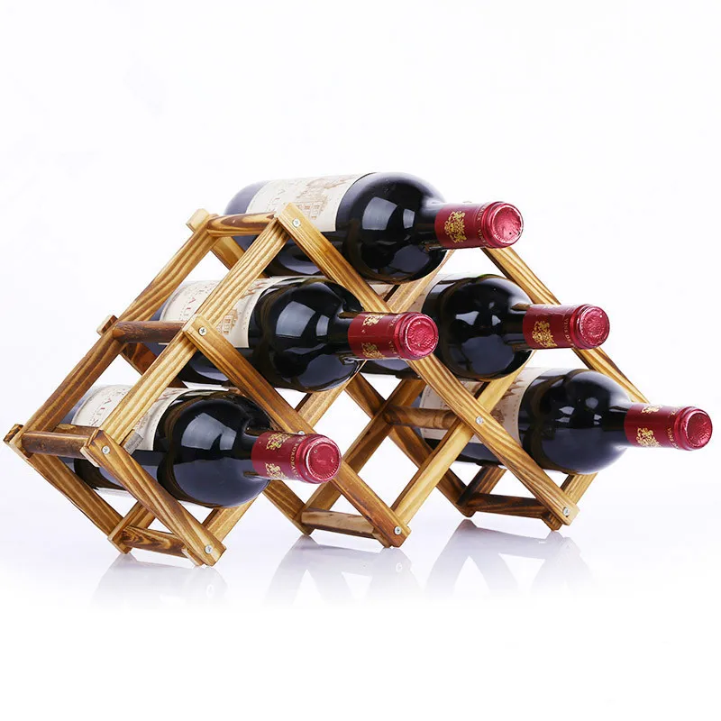 Креативные деревянные держатели для винных бутылок Практичные складные декоративные Шкафы для гостиной для хранения красного вина - Цвет: 6Bottles-2