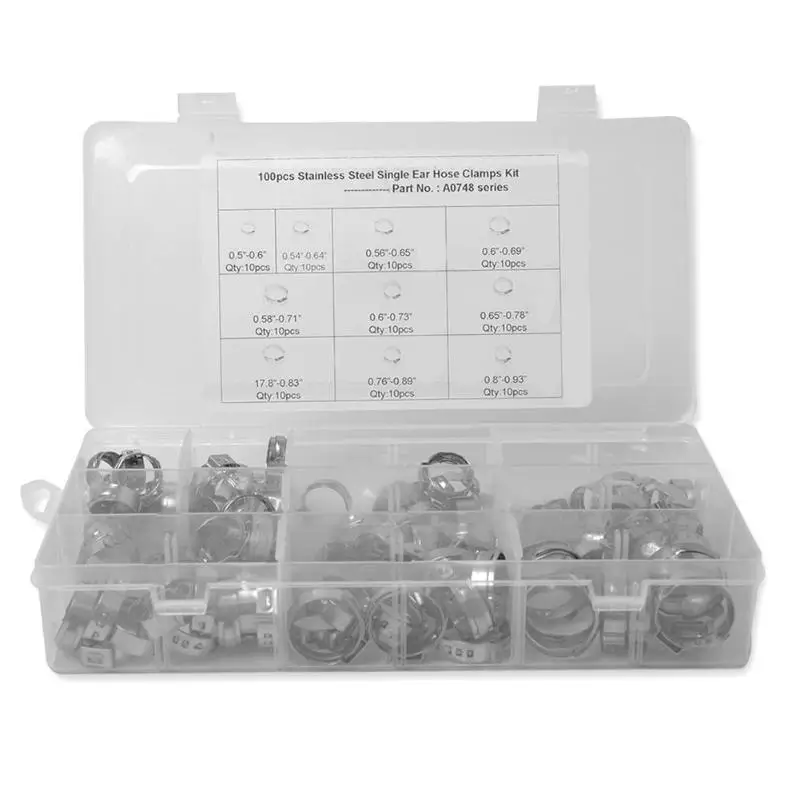 

Car Accessories Automotive Tools PEX Cinch Crimper Tool with 70/90/100pcs Stainless Steel Auto Car Single Ear Hose Clamps