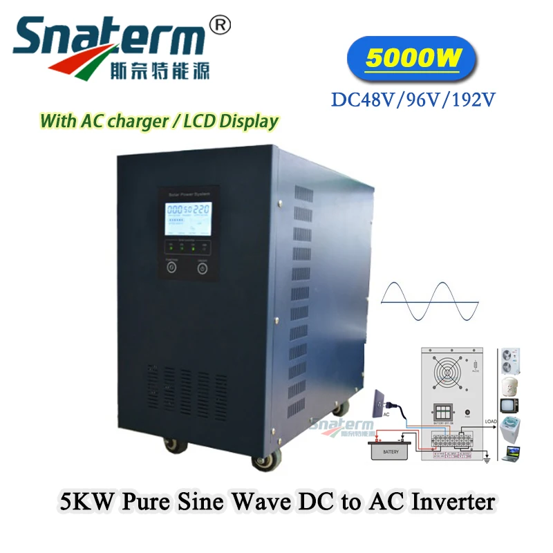 

5000W/5KW Off grid pure sine wave Converter dc to ac Inverter UPS inverter,10000W Surge power Output with LCD Display AC charger