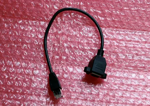 

2pc Article RJ45 Male to Female Screw panel mount Ethernet LAN Network extension Cable With screw holes Baffle adapter line 29cm