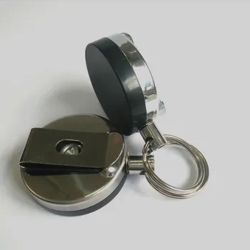 

3pcs/lot New Arrival Half Plastic Half Metal Retractable Extendable Reel with Stainless Steel Rope For Key Holder