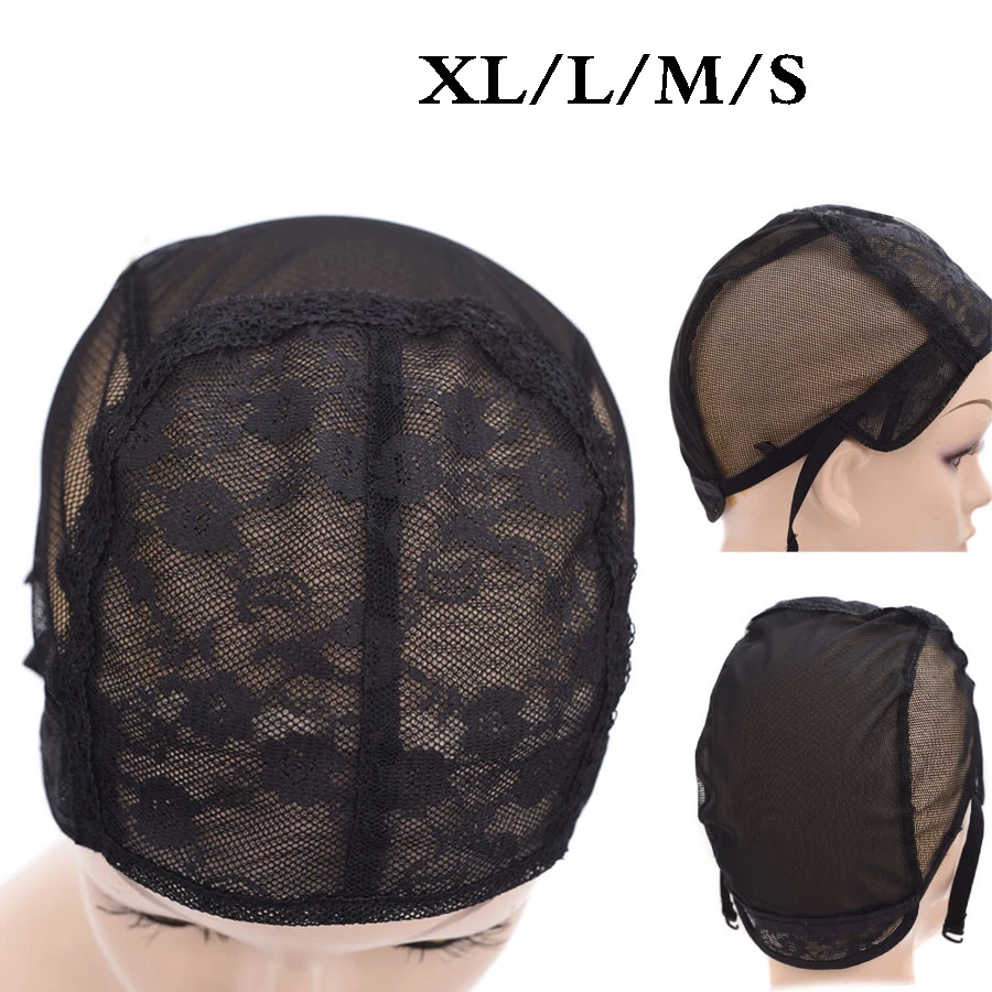 S M L XL Weave Caps for Making a Wig Cap with Adjustable Straps Black Large Small Hairnets Wigs Cap for Sew Human Hair Extension