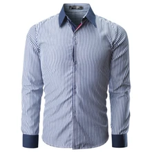 Бренд, модная мужская гавайская рубашка с длинным рукавом, топы, модная полосатая рубашка, мужские рубашки, облегающие мужские рубашки XXXL